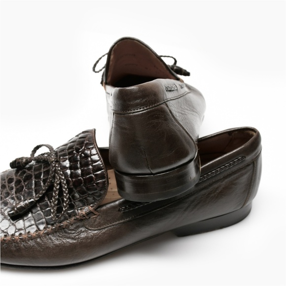 MEZLAN Bonds Driving Shoe/Loafer Moccasin with Crocodile Vamp in Brown Size 8M - Picture 8 of 12